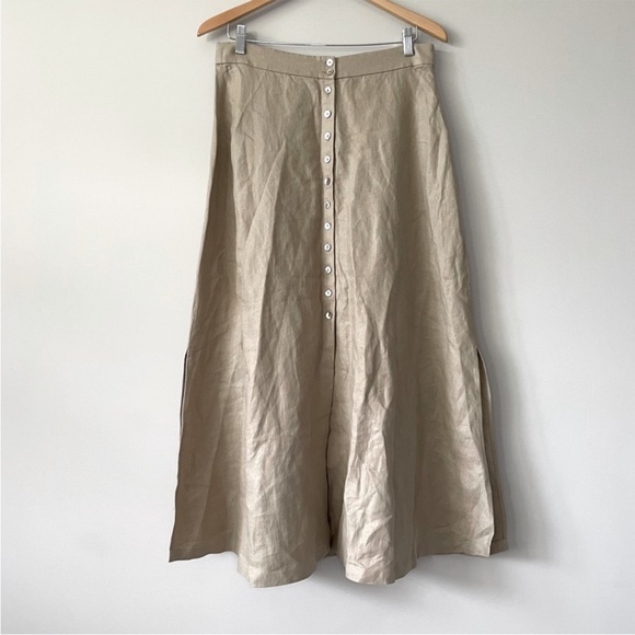 Massimo Dutti 100% linen maxi skirt, cream camel color, size 8 - Picture 4 of 9